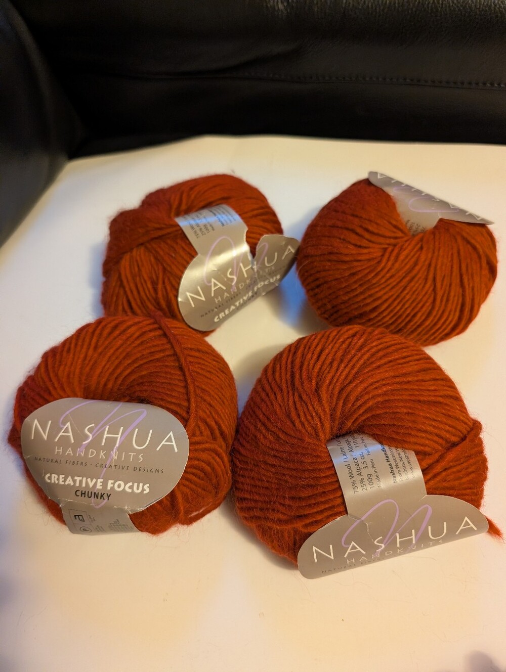 Lot of 4 Nashua Handknits Creative Focus Chunky Yarn Orange Rust Wool Alpaca